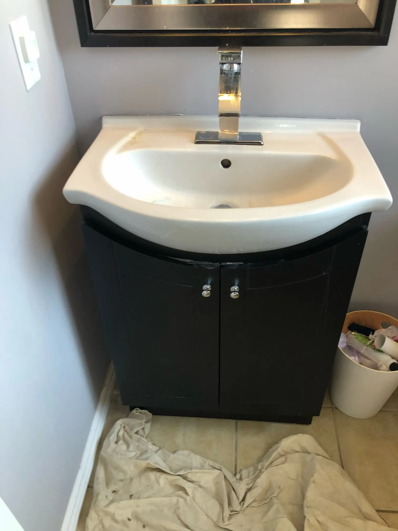 bathroom vanity and faucet installation